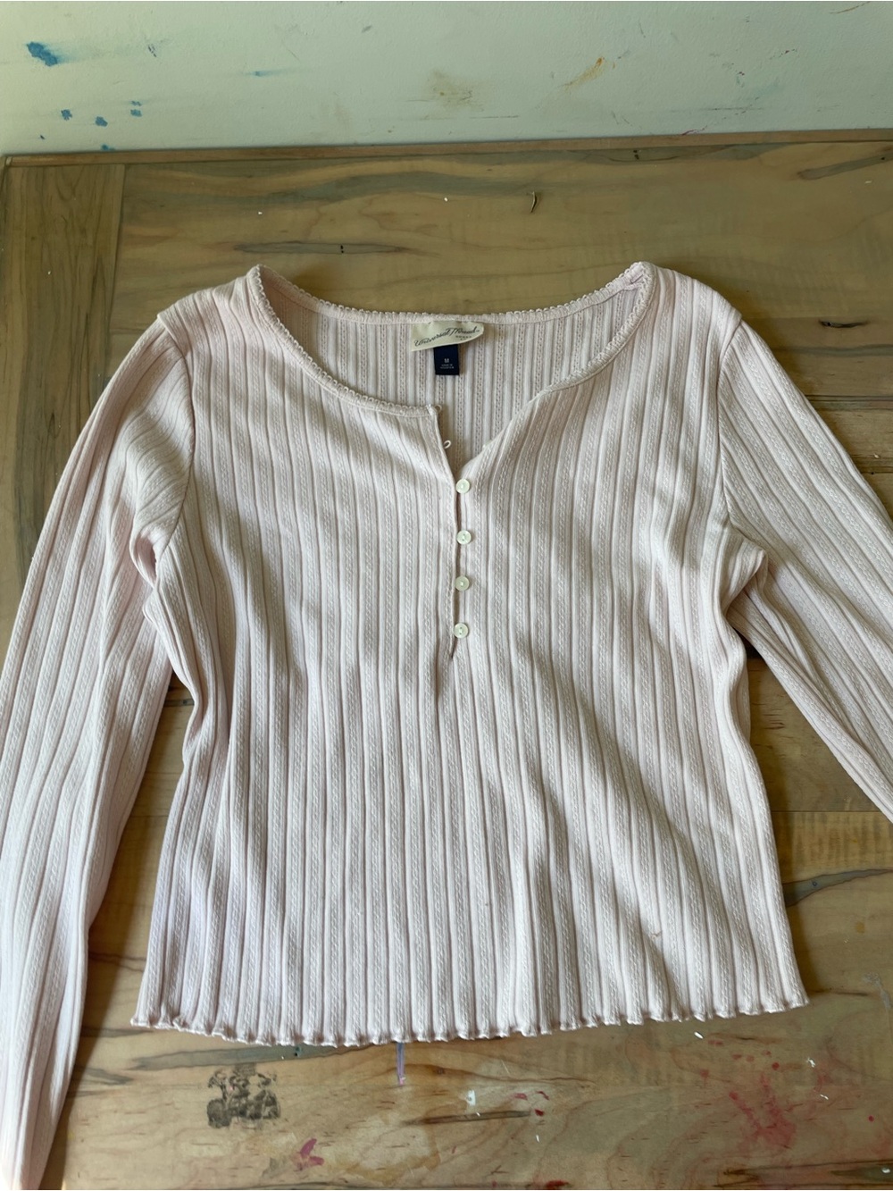 Universal Thread Light Pinki Ribbed Henley Top - Picture 2 of 3